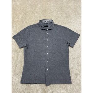 Bugatchi Short Sleeve Button Polo in Heather Gray